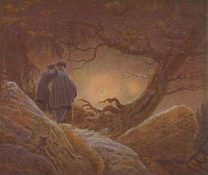 Caspar David Friedrich Two men contemplating the Moon China oil painting art